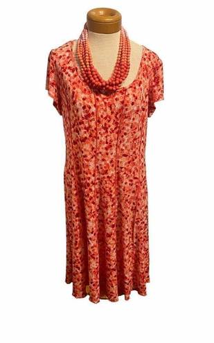 Connected Apparel  size 16 coral pink dot patterned  dress