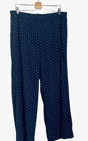 J.Jill  Pants Size L wide leg Navy White Polka Dot