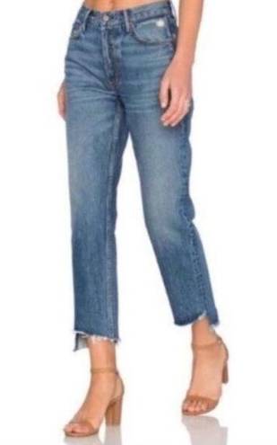 GRLFRND  Tatum Straight Leg Crop Jeans Curved Frayed Hem NWOT