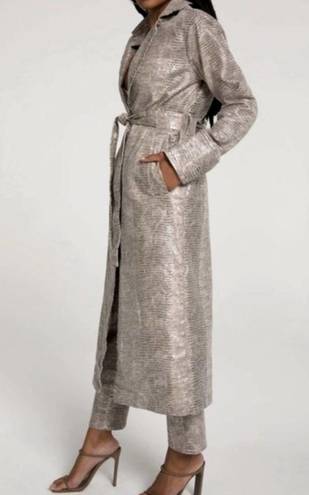 Good American NWT  Snakeskin Trench Coat Lined Belted Women 4/XL/14/16 $298