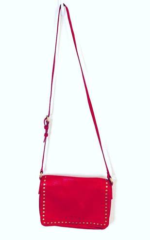 Krass&co AMERICAN LEATHER  Red Crossbody Shoulder bag with brass accents