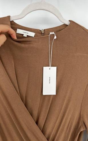 Vince Long Sleeve Draped Dress in Dark Taupe Large