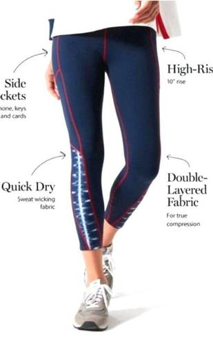 Tuckernuck  Navy and Amer-ikat High Rise Flex Compression Leggings Size M