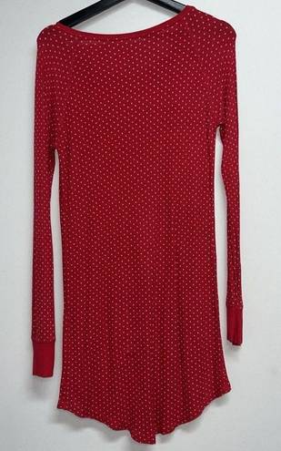 Live Love Dream Aeropostale  Waffle Knit Nightgown Long Sleeve Womens Size S Red