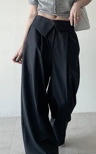 Micas Asymmetrical Fold Over Wide Leg Pants