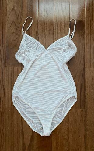 American Apparel Lingerie by  mesh striped white body suit