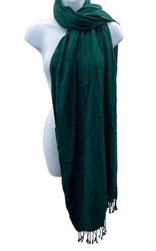 Liz Claiborne  Scarf Wrap NEW with Tags NWT Emerald Green Rayon Fringe 25" x 77"