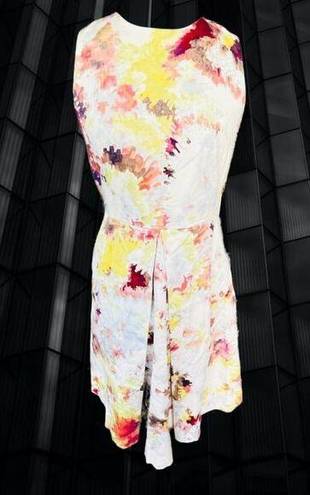 Hunter Bell Anthropologie  New York Kukka Tea Abstract Dress Lined w/ Cut Out Bac