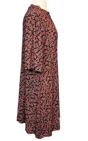 Boohoo  Plus Size Floral Cottagecore High Neck Flowy Jersey Knit Shift Dress