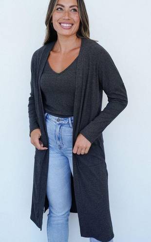 Carly Jean Los Angeles  CJs Favorite Ribbed Cardigan Charcoal Gray Size XXL