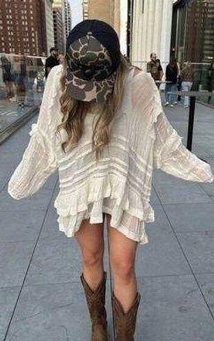 Free People Tamasi Ruffle Tunic in Ivory Size Small