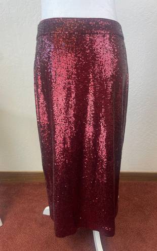 A.L.C. Val Sequin MIDI Pencil Skirt Burgundy Red in size 10