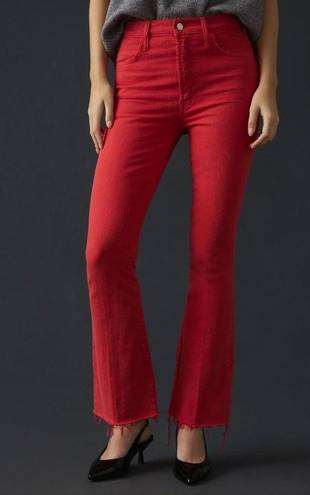 ma*rs NWT Mother Hustler Ankle Fray in  Red High Rise Bootcut Crop Jeans 25