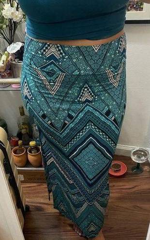 Printed Maxi Skirt Blue