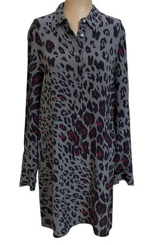 Equipment  animal print silk shirt dress size Small