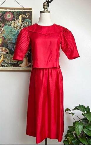 Lanz Salisbury Lanz Originals Vintage 1980s Red Skirt & Top Set