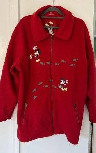 Disney Vintage Red  Zip Up Fleece Jacket