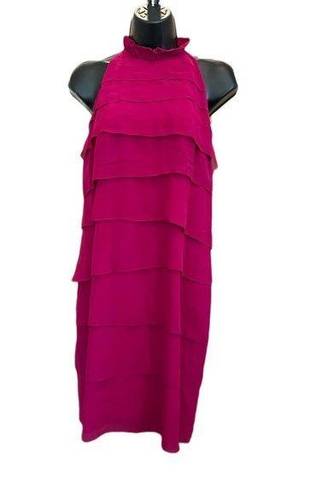 Vince  Fuschia Layered Silk Mini Dress - size 4