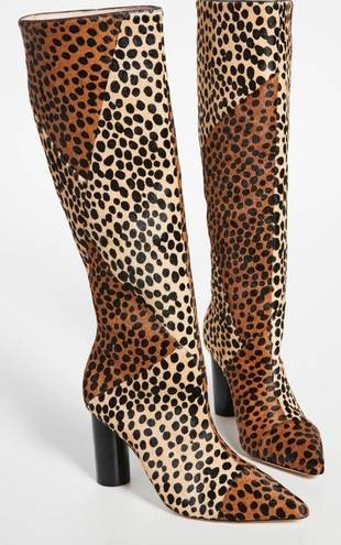 Ulla Johnson  Jerri Knee High Cheetah Print Calf Cowhide Leather Hair Boots EU 40
