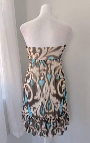 City Triangles Vintage Y2K  Blue & Brown Strapless Mini Dress