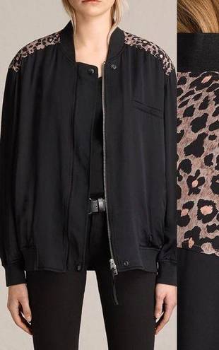 All saints cleo lyos leopard bomber jacket