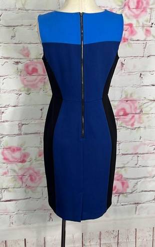 Loft  sleeveless blue black color block business professional office work dress s