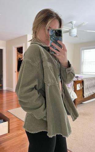 ZARA Frayed Green Corduroy Jacket