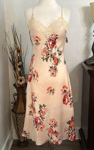 In Bloom  Midi Pink Floral Slip Dress Size Medium