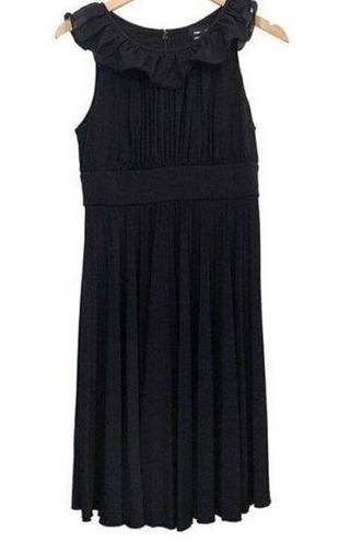 Max and Cleo  Black Pleated Sleeveless Knee Length Empire Waist Ruffle Dress 6