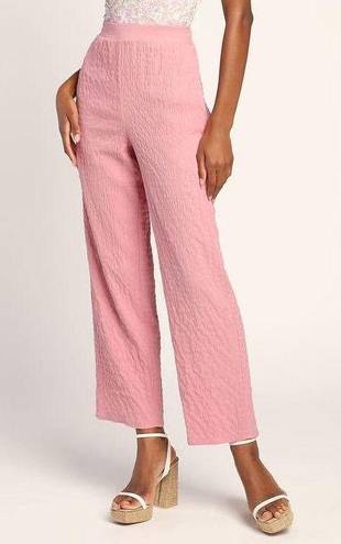 Lulus Pink Textured Cropped Straight Leg Pants