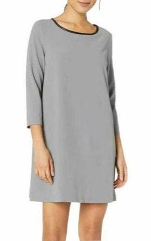 ECI  NEW YORK Grey Black lining Shift Dress 3/4 sleeve SMALL