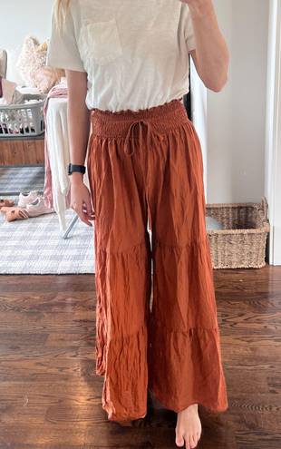 Flowy Burnt Orange Ruffle Pants Size XS