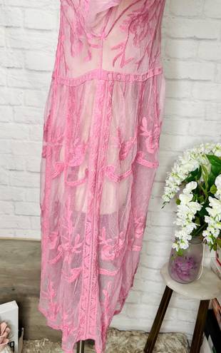 LC Lauren Conrad Lauren Conrad Pink Lace Kimono