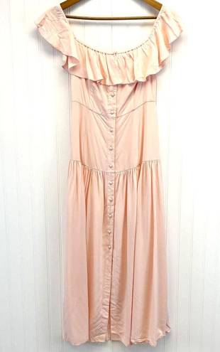 Yumi Kim NEW  Womens S Spring Fling Maxi Dress Cameo Pink Tiered Off Shoulder