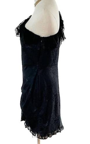 Alexis  Ilana One Shoulder Black Lace Mini Cocktail Evening Dress size M = US 4/6