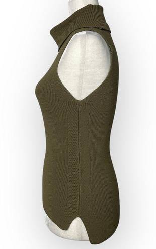 Highline  Collective Ribbed Knit Sleeveless Turtleneck (Olive Green) - XS