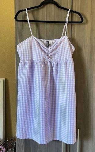 Divided  Lavender Gingham Print Babydoll Dress