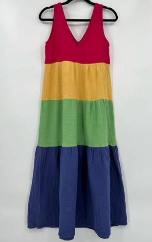 Marine layer 🆕 NWOT  Corinne Maxi Dress Rainbow Colorblock Sleeveless V Neck XS