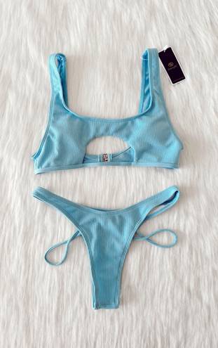 NWT Baby Blue Cutout Bikini Set Size M