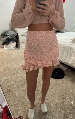 ZARA Pink Daisy Mini Skirt