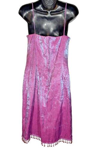 City Triangles  Y2K 90s Prom Dress Iridescent Pink Blue Crinkle Beaded 9 Juniors