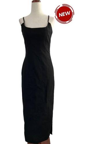 RUNAWAY THE LABEL  Aston Midi Dress Size Small Black w/ Side Slit NWT