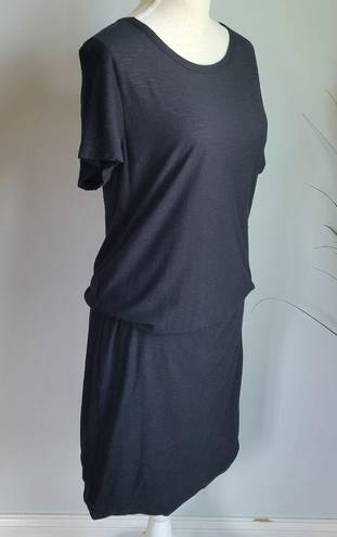 James Perse , New, Black Carbon Blouson Raglan Surf Jersey Midi Dress, XL (4)