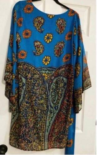 Anthropologie Blue Floral Boho Dress 