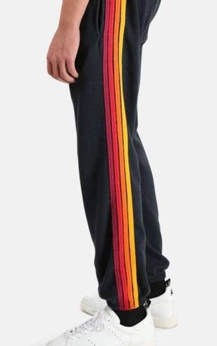 Aviator Nation NEW  Rainbow Side Stripe Charcoal Track Joggers