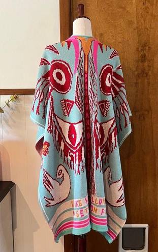 PAY'S | PPAAYYSS Boho Western Poncho "Caravan of Flight" Blue Pink Red One Size Size M