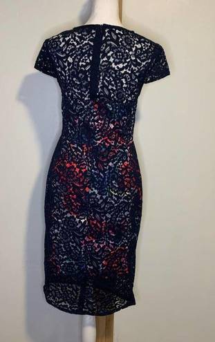 Betsey Johnson  navy blue lace cocktail midi dress size 2