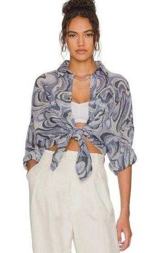 Indah  Como Oversize Button Up Shirt in Imagine Blue Small Medium New Women’s