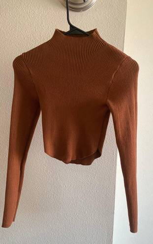 Rust Turtleneck Long Sleeve Top Orange