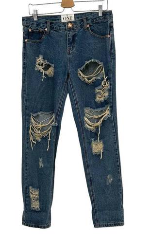 One Teaspoon  Awesome Baggies Destroyed Jeans Wolf Blue Size